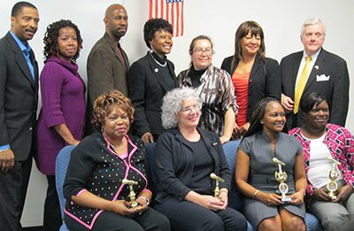 (Photo left to right top row: Greg Palmer (Division A Governor and Contest Master), Hope McLeod, Odell Anderson, Kim D. Smith (Area C-31 Governor and Contest Chair), Audra Gerger, Linda Wright, Bill Rhymer; left to right bottom row: Sandra Johnson, Leah Hanson, Shelia Tiller-Tookes, McKell Pinder)