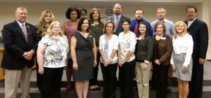 Front Row: Mary Jane Floyd-SHS, Allisa Abraham Hall-RCA, Tracey Brown-RCPS Learning Support, Amanda Restivo-RCA, Joanna Anglin- FSE, Cherie Thompson-DMS, Caroline Snell-MMS Back Row: Danny Stone – Snapping Shoals, Michelle Thorne-HHS, Allison Joy Russell-PCE, Joy Lott-CJH, Christopher Bragg-LES, John Hendrix-RMSST, Matthew Seabolt –Alpha, Richard Autry - Superintendent of Rockdale Co. Public Schools. (not pictured: Elizabeth Withers-SHS)